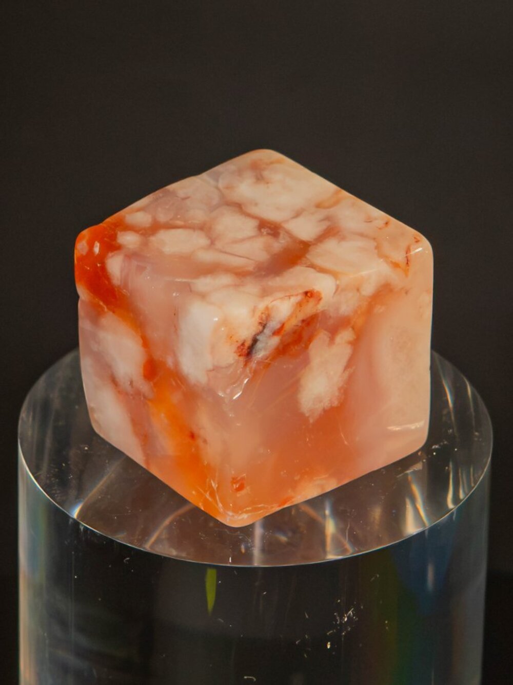 Premium Carnelian Flower Agate Crystal Cube 46g Display Specimen